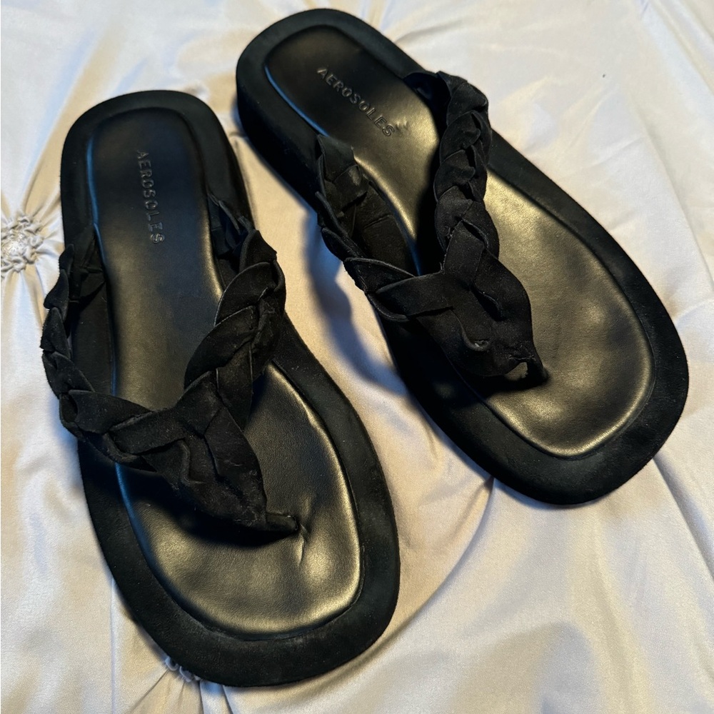 Platform Suede Flip Flops